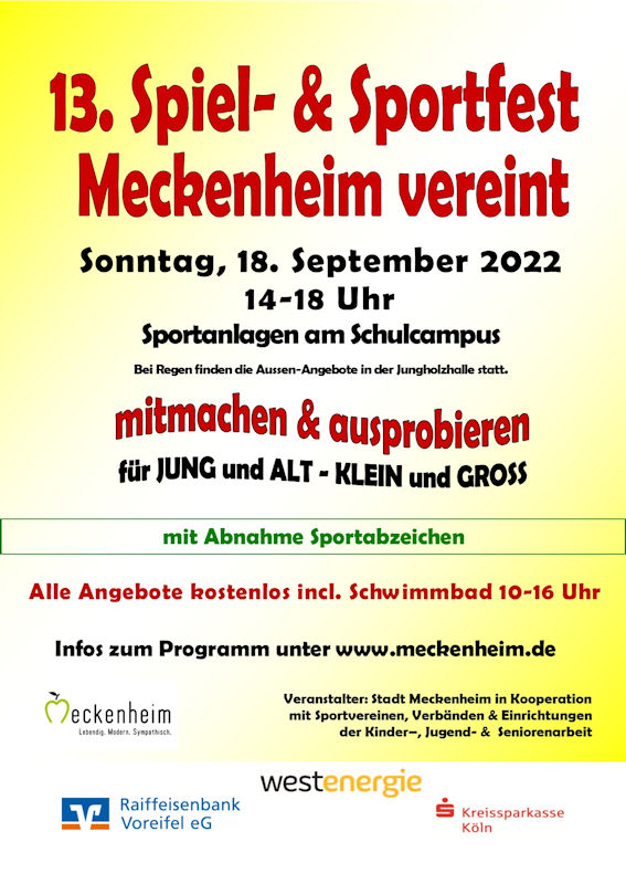 Einladung zum Spiel- & Sportfest Meckenheim vereint 2022